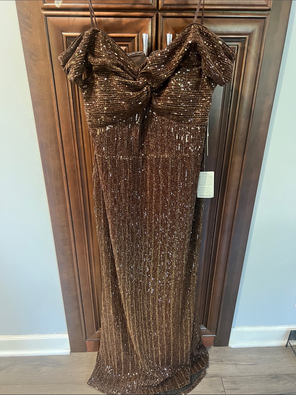 Eliza J Brown Sequin Off-Shoulder Evening Gown